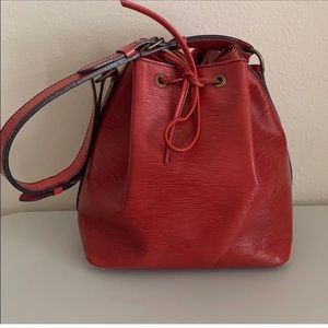lv petite red epi leather noe shoulder bag